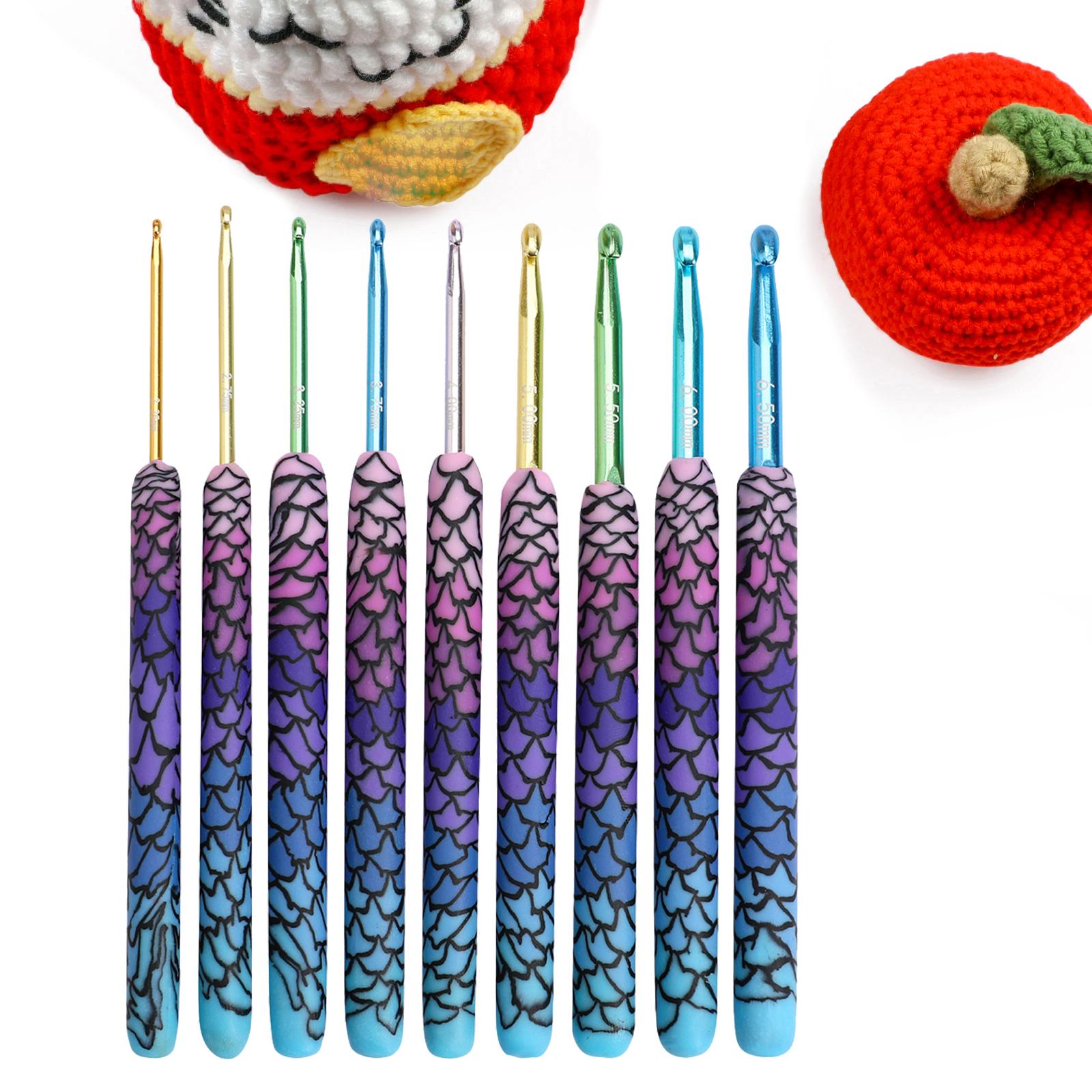 Crochet Hooks Set, 9/12Pc.25-6.5/8mm Ergonomic grip Handles Yarn Knitting  for Arthritic Hands, Knit , for Women 2.25-6.5mm Mermaid